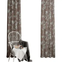 bfam Floral (Pack of 2) 6 Ft Blackout Eyelet Polyester Window Curtain (Brown ) image 3
