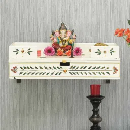 d'dass White Pine Wood Pooja Mandir Without Door By D Dass image 1