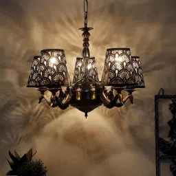 new era Ladder Multicolour Iron 5 Lights Chandelier image 1
