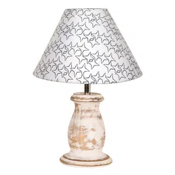 homesake Mid Century Single Table Lamp with Whitewash Finish and Star Cone Shade image 3