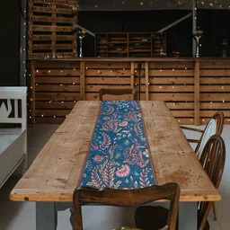 Mona B Blue Floral Printed Table Runner-image-84