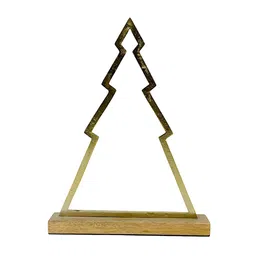 Hind Decor Gold Toned Wooden Christmas Tree Figurine-picture-39