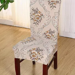 HOUSE OF QUIRK Beige 2 Pieces Printed Stretchable Removable Chair Covers-image-88