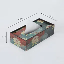 clasicraft Brown Lotus Print MDF Tissue Holder image 2