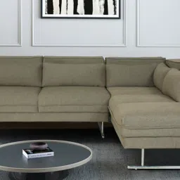 casacraft from pepperfry Haiden Fabric LHS Sectional Sofa With Adjustable Headrests in Sandy Brown Colour image 1