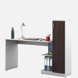 a globia creations Guide Writing Table In Frosty White & Dark Brown Finish image 3