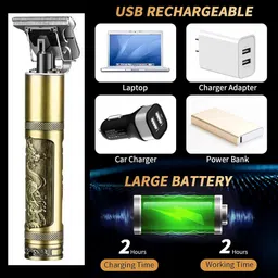 LICHEE Professional Beard, Mustache, Head and Body Hair Golden Shaver Trimmer 120 minRuntime 4 Length Settings image 3