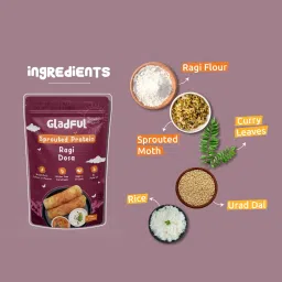 Gladful Sprouted Dosa Ragi and Amaranth Instant Mix - Protein for Families and Kids (Pack of 2) - 400 Gms image 3