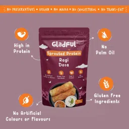 Gladful Sprouted Dosa Ragi and Amaranth Instant Mix - Protein for Families and Kids (Pack of 2) - 400 Gms image 4