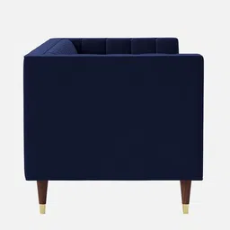 casacraft from pepperfry Lem Velvet 3 Seater Sofa in Navy Blue Colour image 5