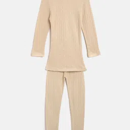 Kanvin Girls Beige Self Design Thermal Set image 3