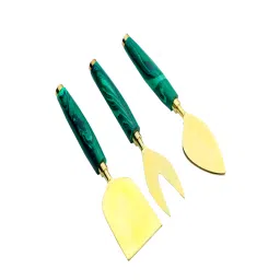 august collectives Green Stainless Steel Tropical paradise 3 Pcs Serving Cutlery Set image 3