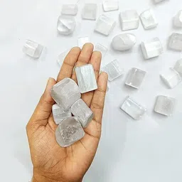 vastu vardan Crystal Selenite Tumble Stone| 50gm Tumbled Gemstone| Garden & Table Décor Regular Round Crystal Stone image 2