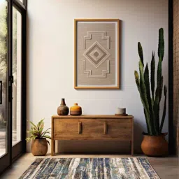 Beige & Brown Abstract Polyester 3 x 5 Feet Machine Made Carpet-image-28