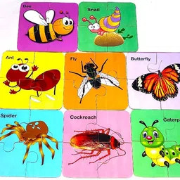 peters pence Wooden Multi-Color 8 SET OF INSECT PUZZLE CARDS for Kids-picture-24