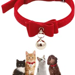 gustave Adjustable Cat Collar Red Bow with Bell 36cm Plush Christmas Cat Collar Cat Everyday Collar image 2