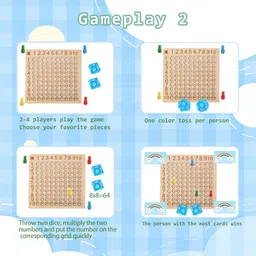 poksi Educational Wooden Maths Board Game | Times Table Toy for 3+ Years Kids image 3