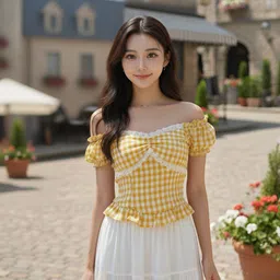 quintessentials Casual Off Shoulder Sleeve Checkered Women Yellow Top-picture-33