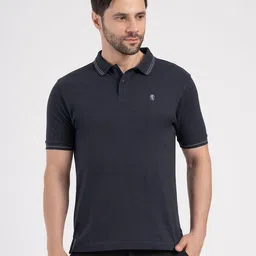 red tape Men Self Design Polo Neck Polycotton Navy Blue T-Shirt-picture-21