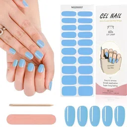 feelhigh 20PCS Semi Cured Gel Nail Polish Strips, Adhesive Full Wrap Gel Nail Art Sticker-image-42