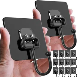 Black Waterproof Big Adhesive Heavy Duty Sticky Stainless Steel Hook Hook 10-image-82