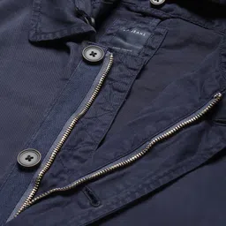 Louis Philippe Jeans Men Navy Blue HEIQ Viroblock Solid Hooded Tailored Jacket image 3