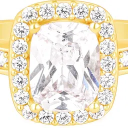 giva Sterling Silver Golden Solitaire Radiance Ring for Women and Girls Sterling Silver Cubic Zirconia Gold Plated Ring image 4