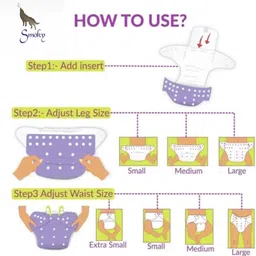 smoky Premium reusable and washable cloth diaper (6 Diaper+ 6 Insert) - S - M image 2