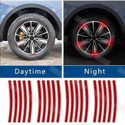 dhruv hub red Rim Stripe Decal Sticker for Car Motorcycle Wheels Car Reflector Light image 2