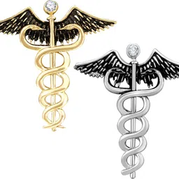 mahi Combo of 2 Caduceus Doctor's Brooch / Lapel Pin Brooch image 3
