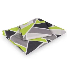 Divine Casa Emerald Green Abstract Cotton 144 TC Single Bedsheet with 1 Pillow Cover image 4