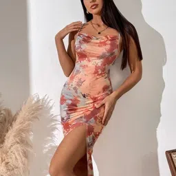 tandul Women Asymmetric Multicolor Below Knee Dress image 4