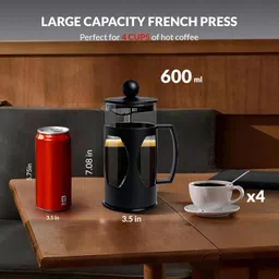 birch & co. French Press Coffee Maker, Stainless Steel & Borosilicate Glass, Lightweight 4 Cups Coffee Maker image 3