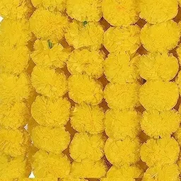 savepet Artificial Marigold Flowers Decoration Garland With Bell For Diwali & Festivals Yellow Marigold Artificial Flower-picture-20