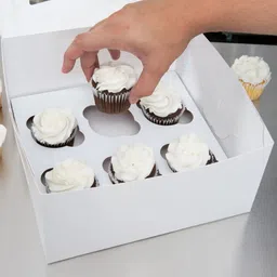 khaana packaging Cake Box Craft Paper Kraft Bakery Boxes With Windows & Inserts To Fit 6 Cupcakes Muffins Or Pastries Packaging Box image 3