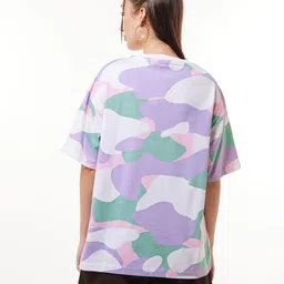 bewakoof Women Military Camouflage Round Neck Pure Cotton Multicolor T-Shirt image 3