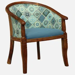 amberville from pepperfry Stalley Sheesham Wood Arm Chair In Teal Green Velvet Dual Print & Scratch Resistant Rustic Teak Finish image 5