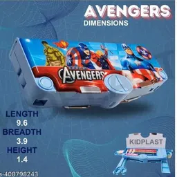 royal krafts Multifunctional magnetic button operated Avengers Art Plastic Pencil Box image 3
