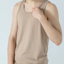 damensch Neo-Cotton Deep Neckline Beige Men Vest image 1