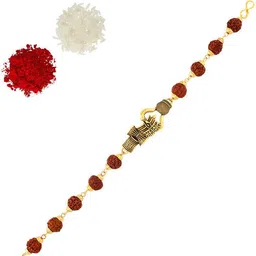 pride store Rudraksh 24-102-Rudraksh Braclet-Mahakal-1, Rakhi for brother Assorted Rakhi, Greeting Card, Chawal Roli Pack Set image 3
