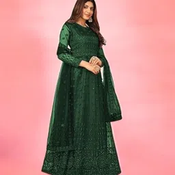 beautypiie Embroidered Net Semi Stitched Anarkali Gown image 3