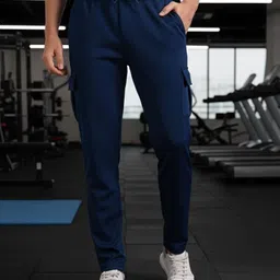 indiclub Men Self Design Blue Track Pants image 1