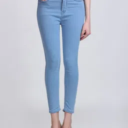 vbeauti Women Skinny Mid Rise Light Blue Jeans image 1