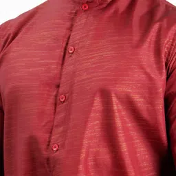 jodidar Men Solid Dupion Silk Straight Kurta image 3