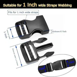 MILLETS 10 Meter 1'' Nylon Webbing Straps 8 Pcs Quick Side Release Buckles Strap image 3