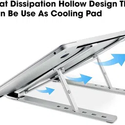 Druthers Aluminium 6 Level Height Adjustment,Air Ventilation, Anti-Slip Silicone Pads Aluminium Laptop/Tablet Tabletop Stand Laptop Stand image 3