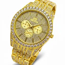 leathertone Full Diamond Set Watch for Men Analog Watch - For Men & Women ROH266 image 4
