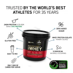 optimum nutrition on Optimum Nutrition (ON) Gold Standard 100% Whey Protein Powder 4 Kg (Double Rich Chocolate), for Muscle Support & Recovery, Veg| Hyuga Micronized Creatine Monohydrate 100g | 33 Servings | Unflavored image 4