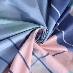 Arrabi Blue & Pink Striped 300 TC Fitted Single Bedsheet With 1 Pillow Cover image 4