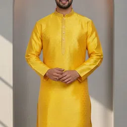 jugg jugg jeeyo Men Self Design Jacquard Straight Kurta image 1